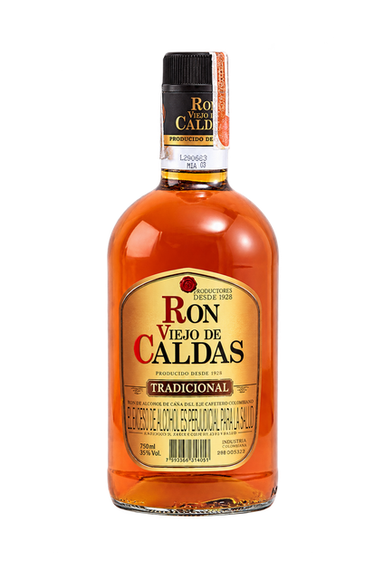 Botella de Ron Viejo de Caldas.