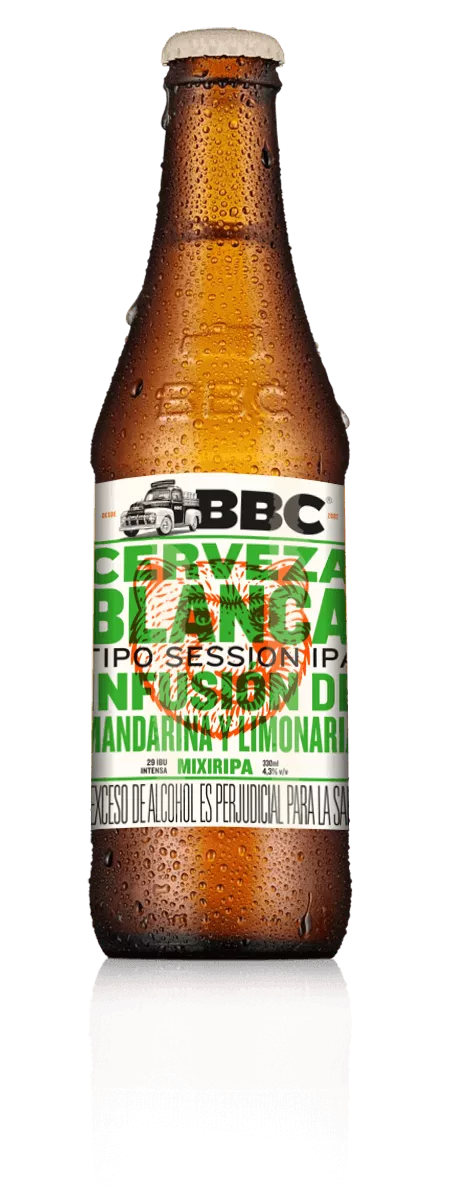 Botella de Mixiripa Cerveza Blanca; imagen de referencia de la variedad.